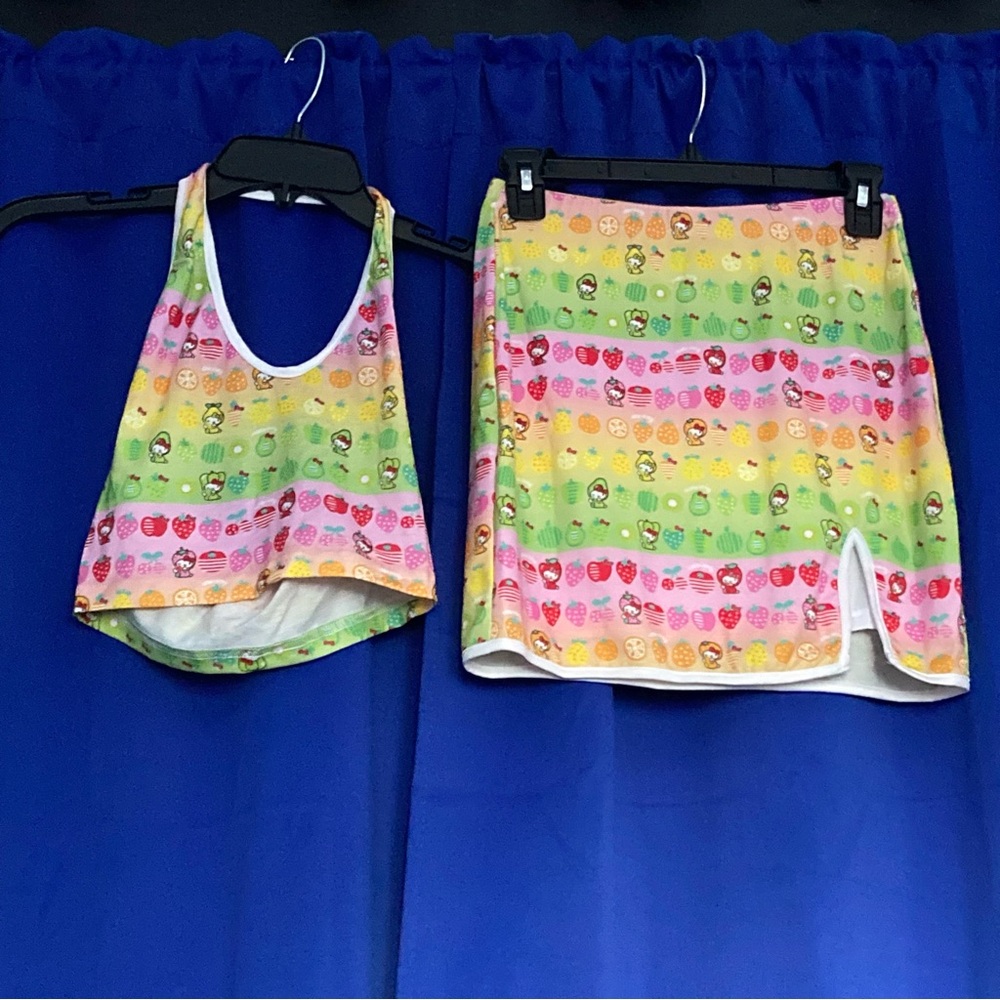 Shein x Hello Kitty Fruit Halter Top & Mini Skirt Set 🍓🍊🍋🍋‍🟩